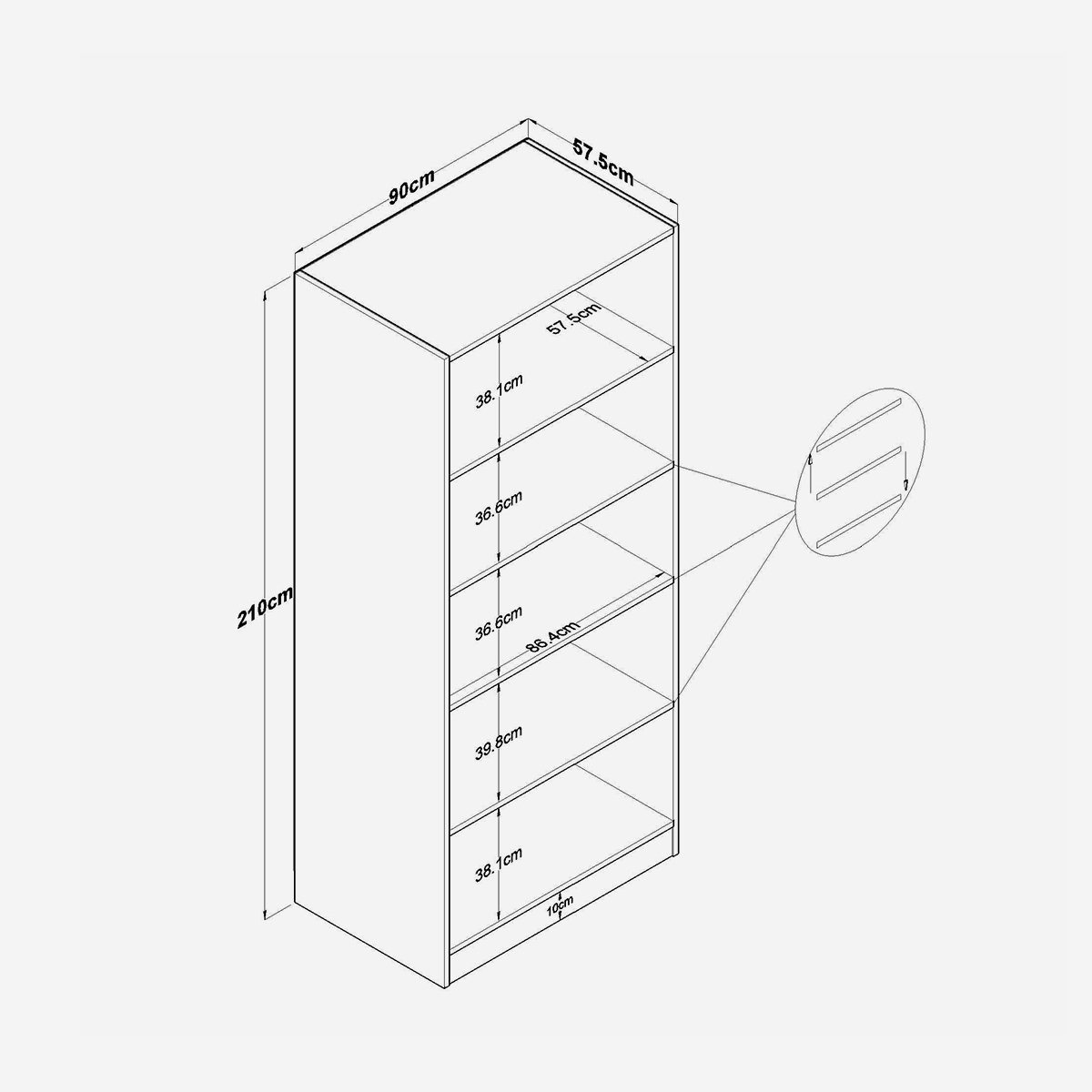 Kleiderschrank mit 2 Türen und Regalböden Versatile