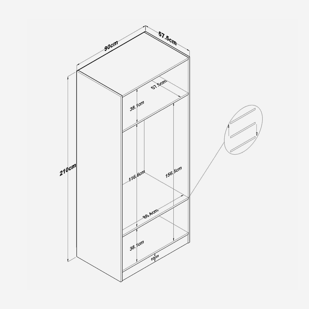 Kleiderschrank mit 2 Türen und Regalböden Infinite