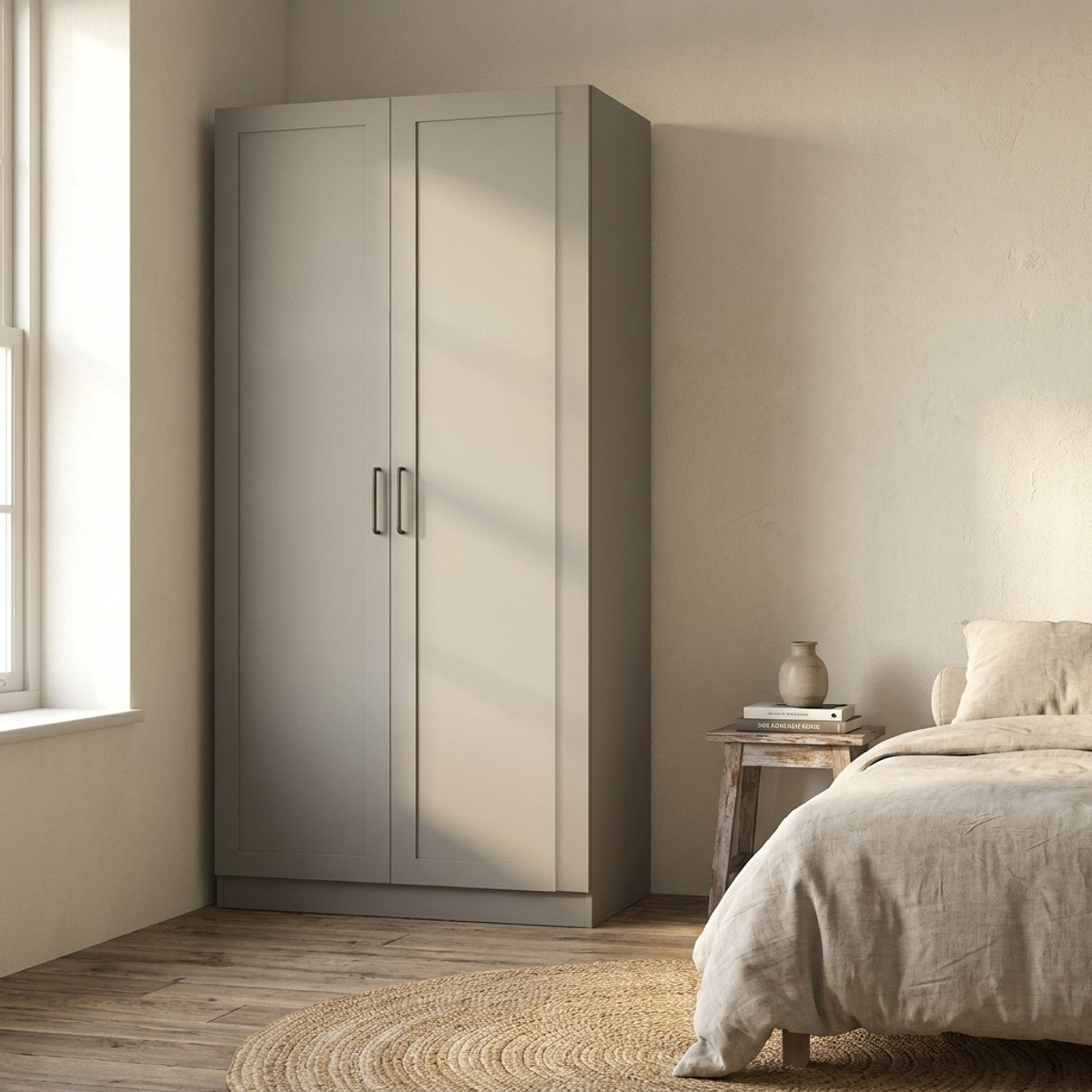 Armario multiusos de 2 puertas con estantes y barra para colgar Nova