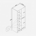 Armario multiusos de 2 puertas con estantes y barra para colgar Nova