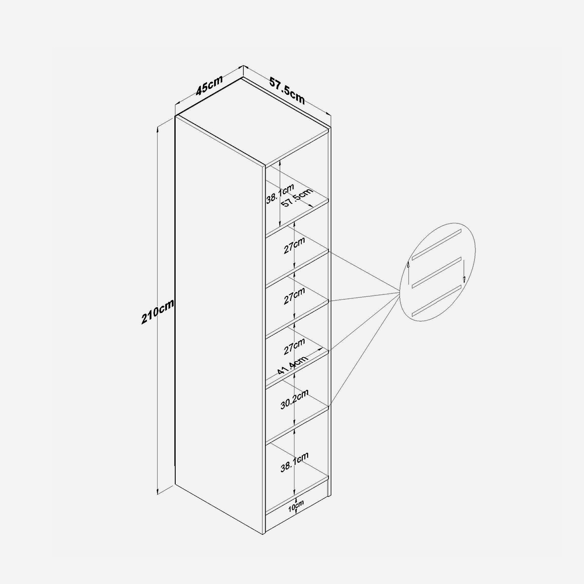 Armario multiusos ahorraespacio de 1 puerta Vortex