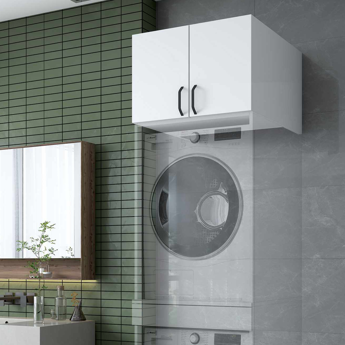 Mueble de baño suspendido con 2 puertas y estante Suspend