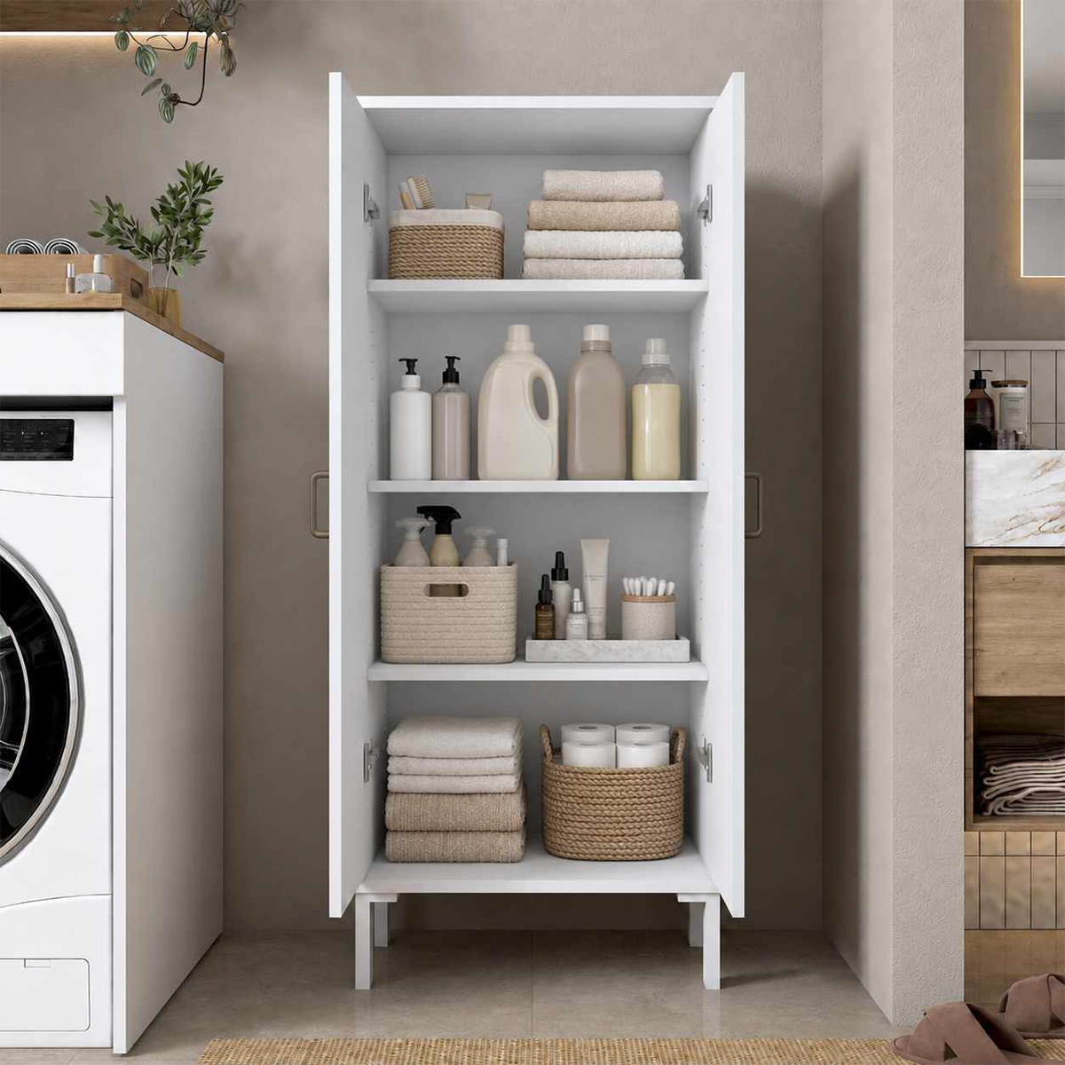 Mehrzweck-Badezimmerschrank mit 2 Türen, platzsparend Convivium