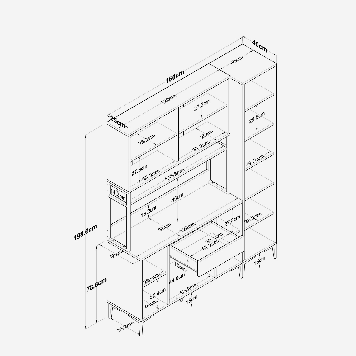Mehrzweck-Küchenschrank mit Vorratsschrank Planar