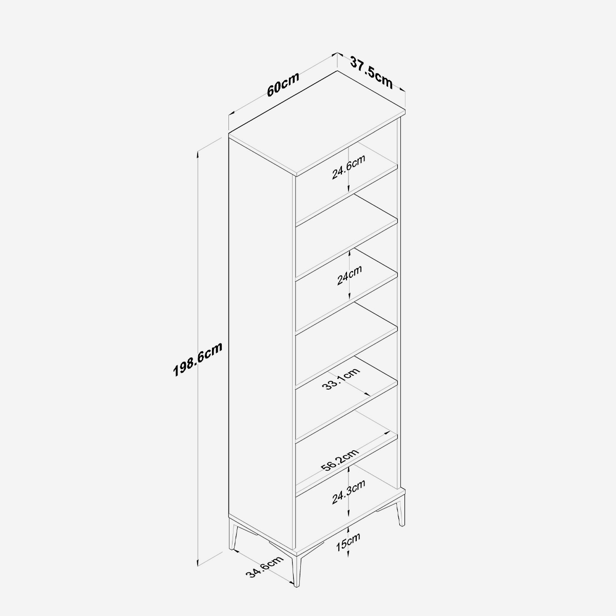 Platzsparender Mehrzweckschrank mit 2 Türen Teca