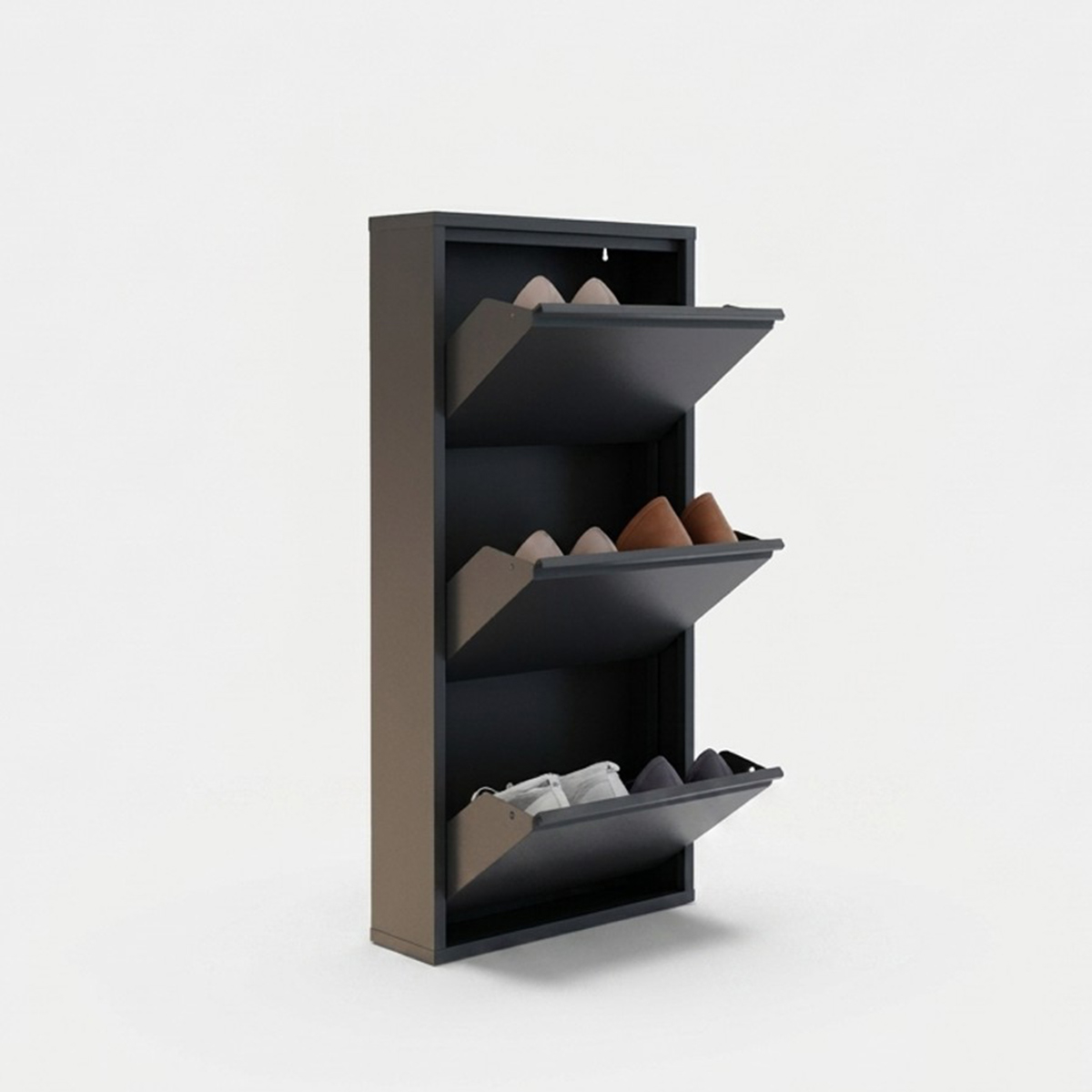 Zapatero metálico ahorraespacio de 3 puertas 3 Piece Metal