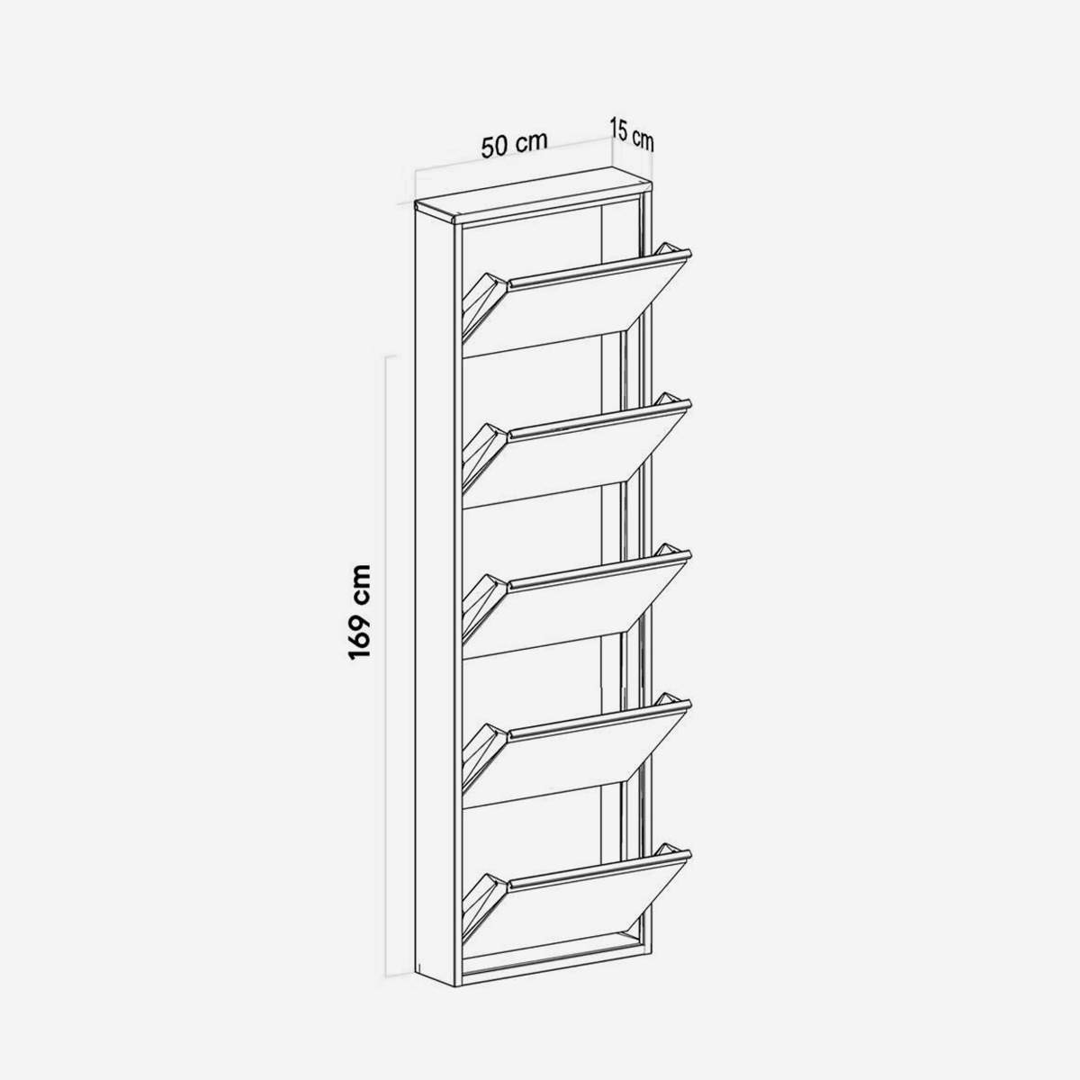 Zapatero metálico ahorraespacio con 5 puertas 5 Piece Metal