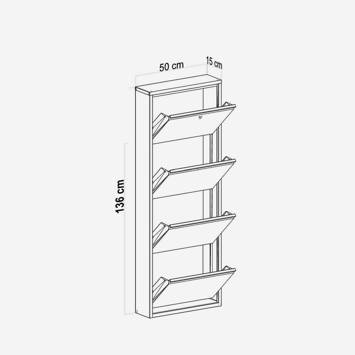 Zapatero de pared metálico ahorraespacio Locking 4 Piece Metal