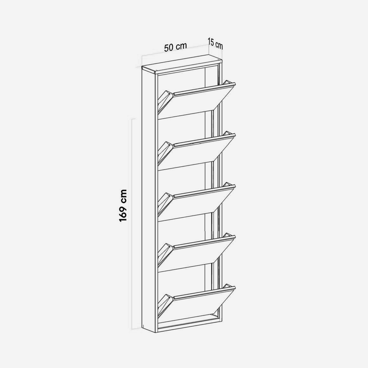 Zapatero metálico ahorraespacio de 5 puertas Locking 5 Piece Metal