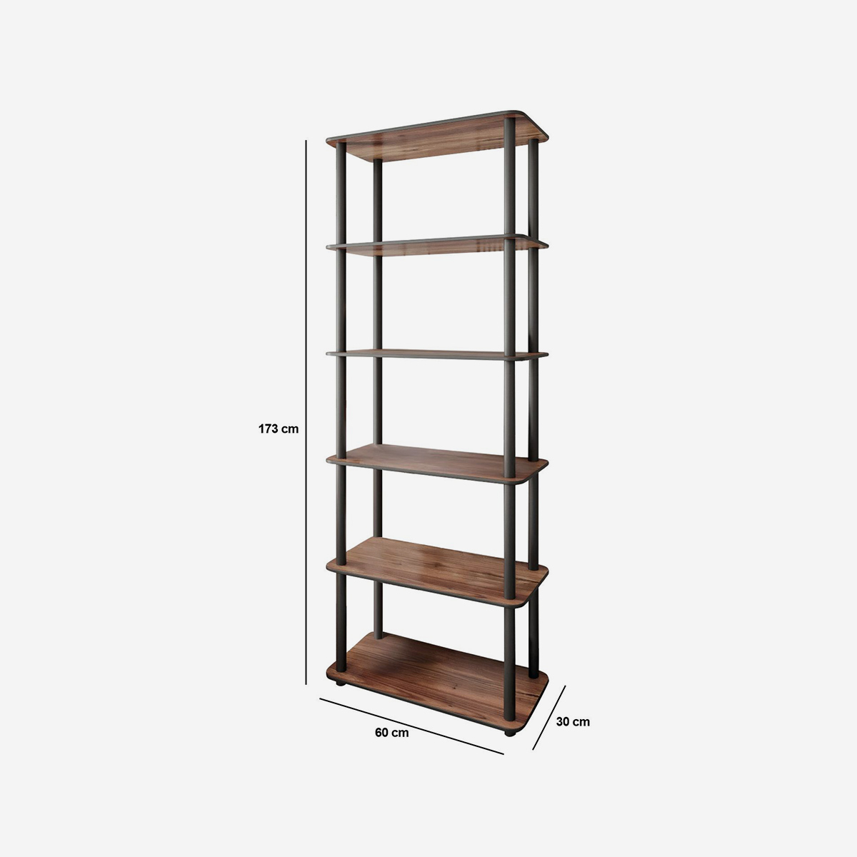 Bücherregal mit 6 Ablagen aus MDF Rect