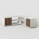 Mueble esquinero para TV Rosa con estantes y puertas