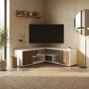 Mueble esquinero para TV Rosa con estantes y puertas