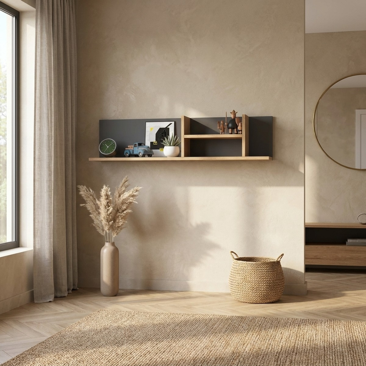 Estante de pared moderno de madera Zephyr