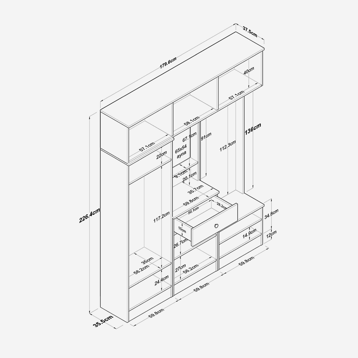 Mueble de entrada con perchero y espejo Aether