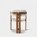Silla de madera con reposabrazos y asiento de lino Thaloth