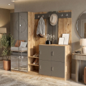 Mueble de recibidor con espejo, zapatero y perchero Vesperium