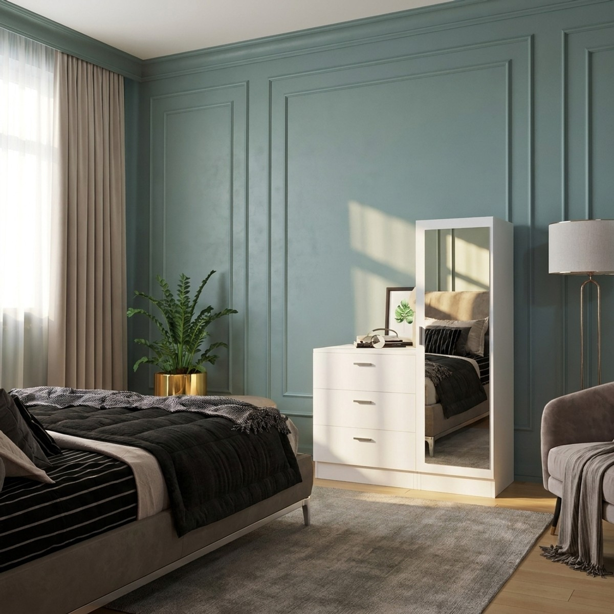 Mueble multiusos con espejo y cajones Orixium