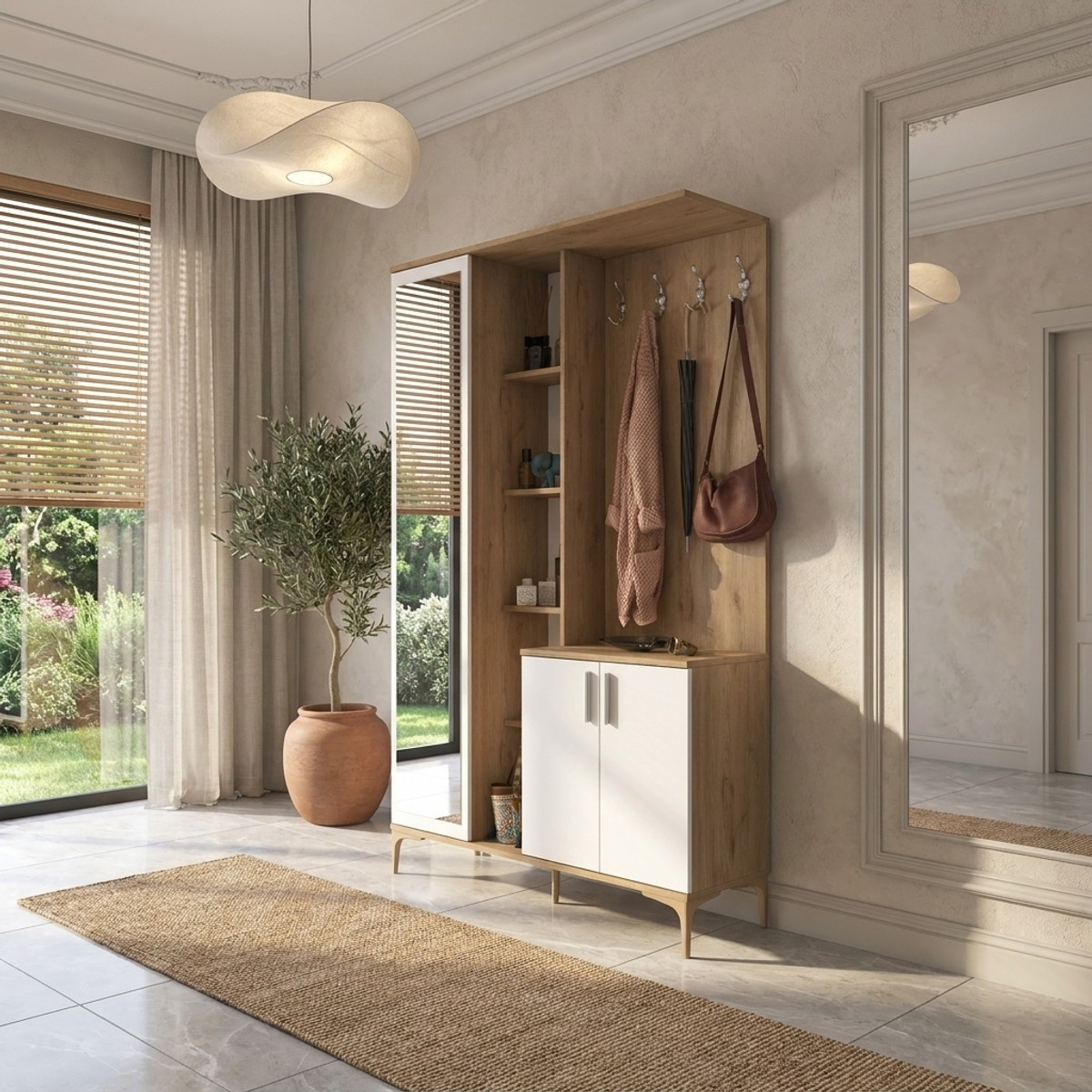 Mueble de entrada con espejo y perchero Estia