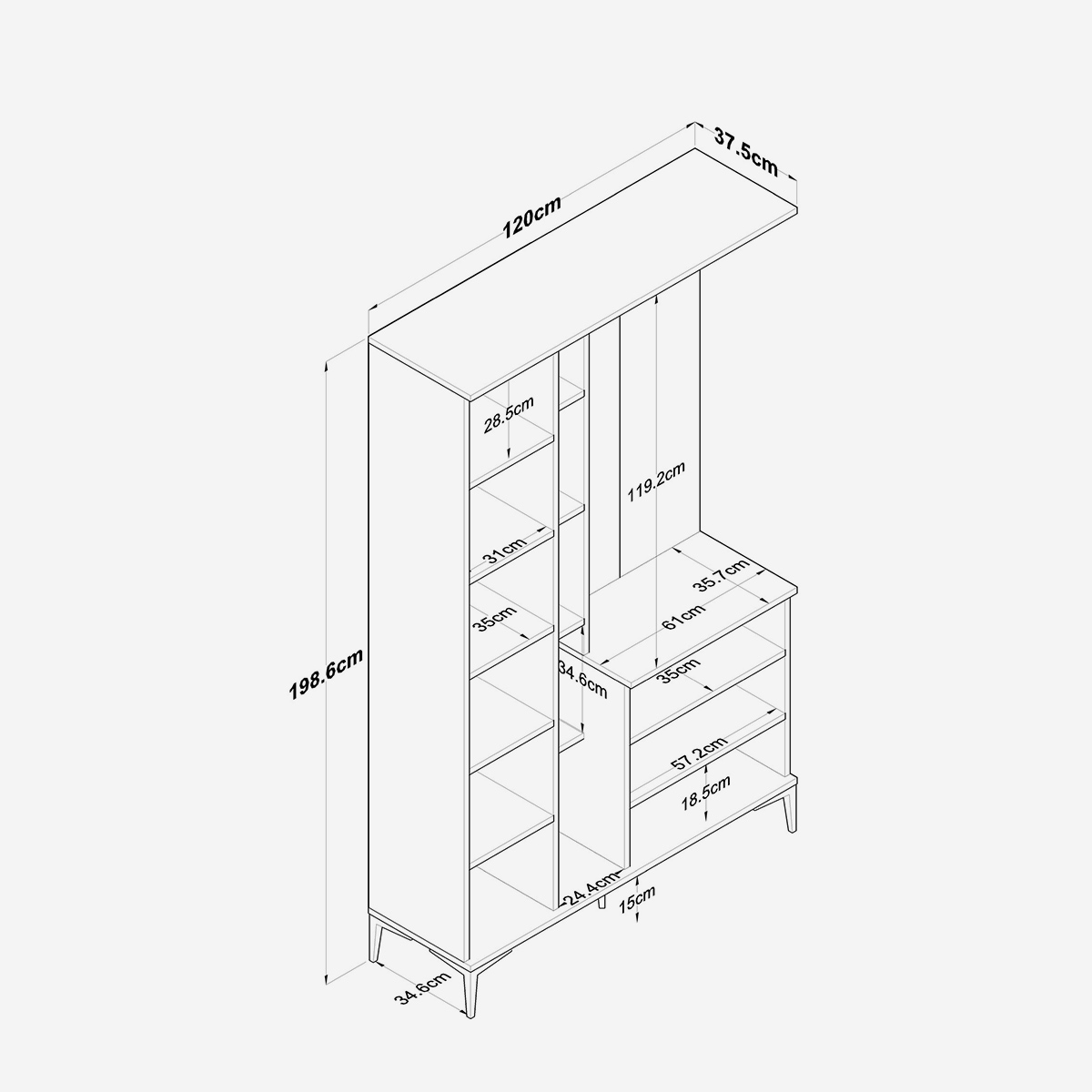 Mueble de entrada con espejo y perchero Estia