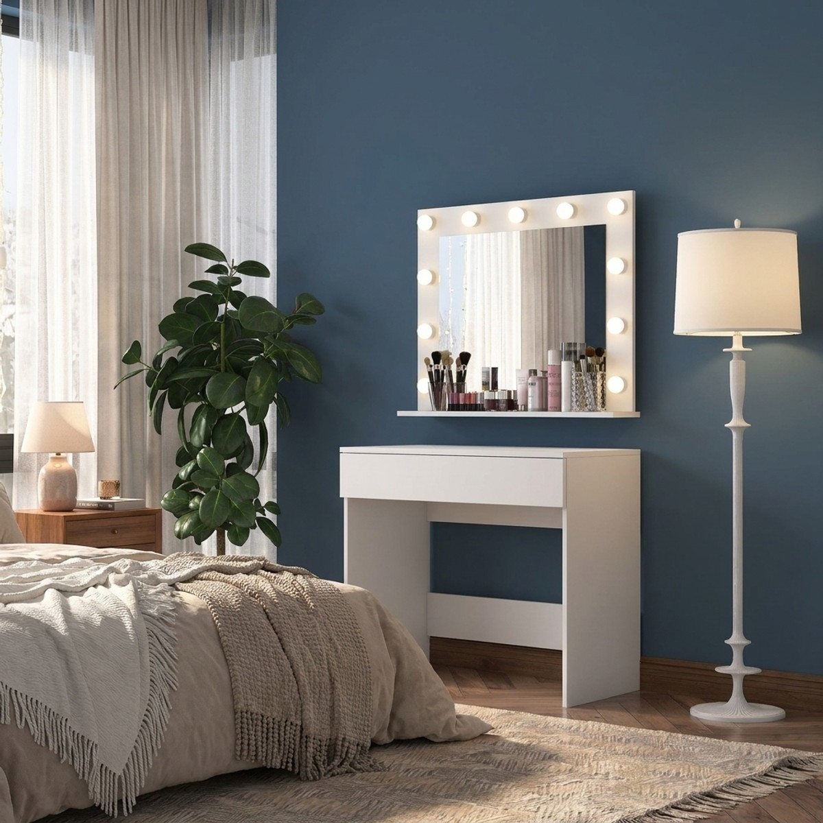 Schminktisch für das Schlafzimmer mit Spiegel und Beleuchtung Aether