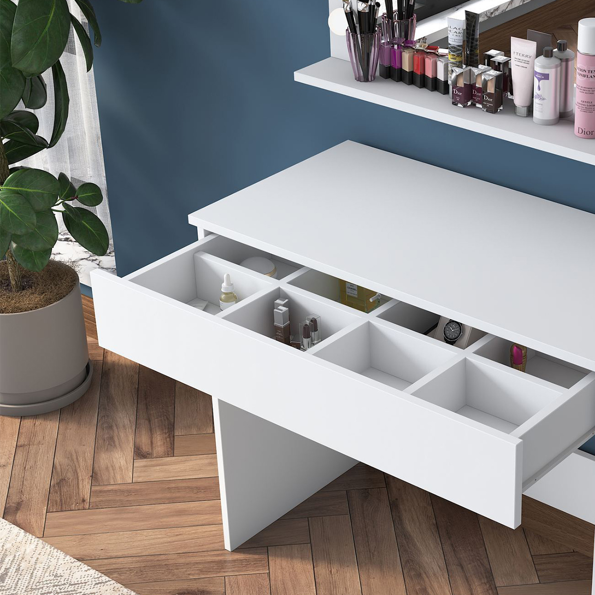 Schminktisch für das Schlafzimmer mit Spiegel und Beleuchtung Aether