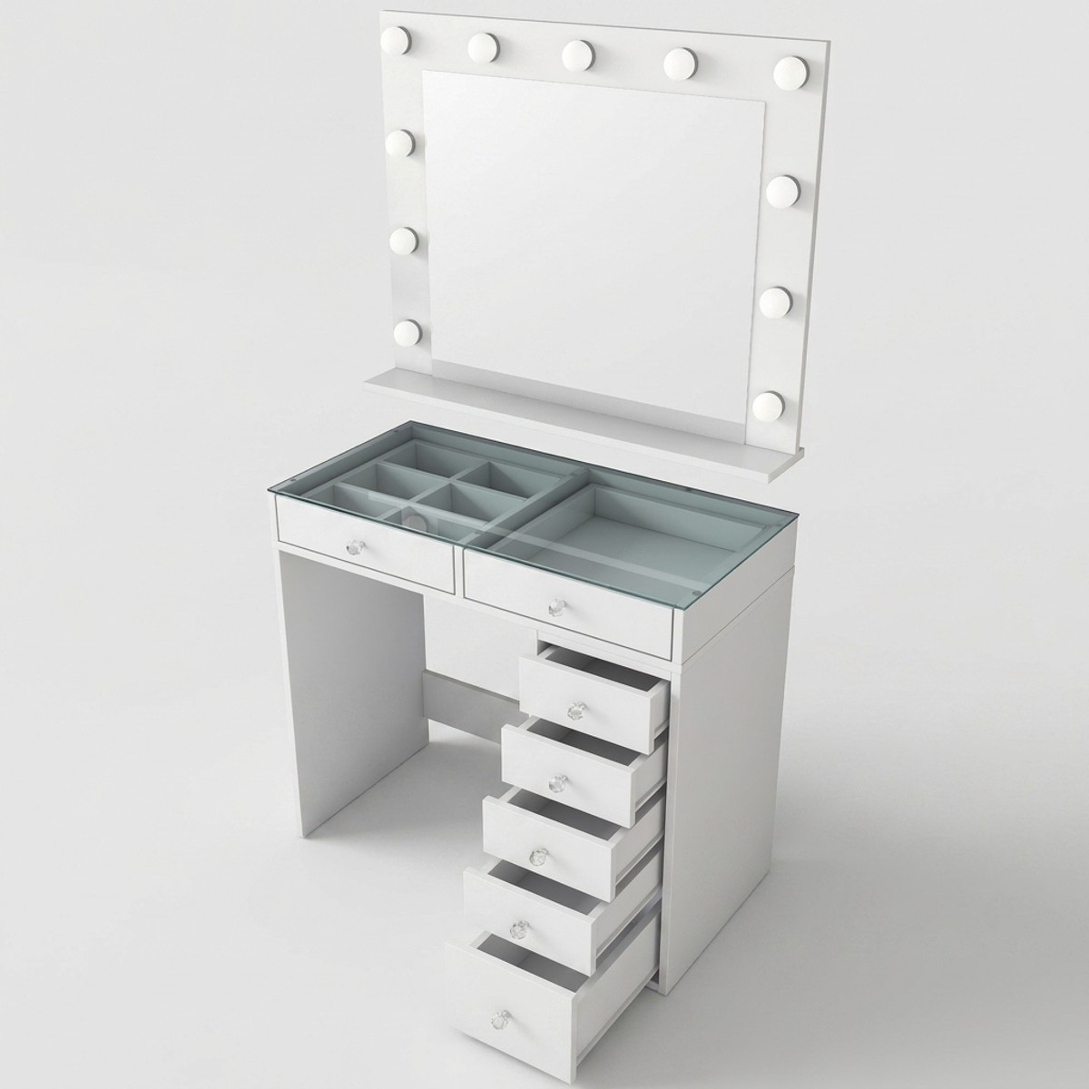 Tocador de maquillaje con espejo y luces para dormitorio Domus