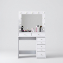 Tocador de maquillaje de mesa con espejo y luces Calida