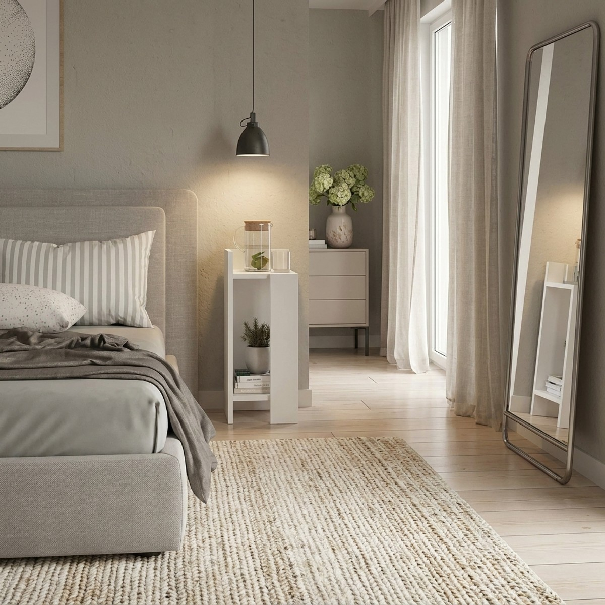 Mesita de noche compacta con estante para dormitorio Elos Left