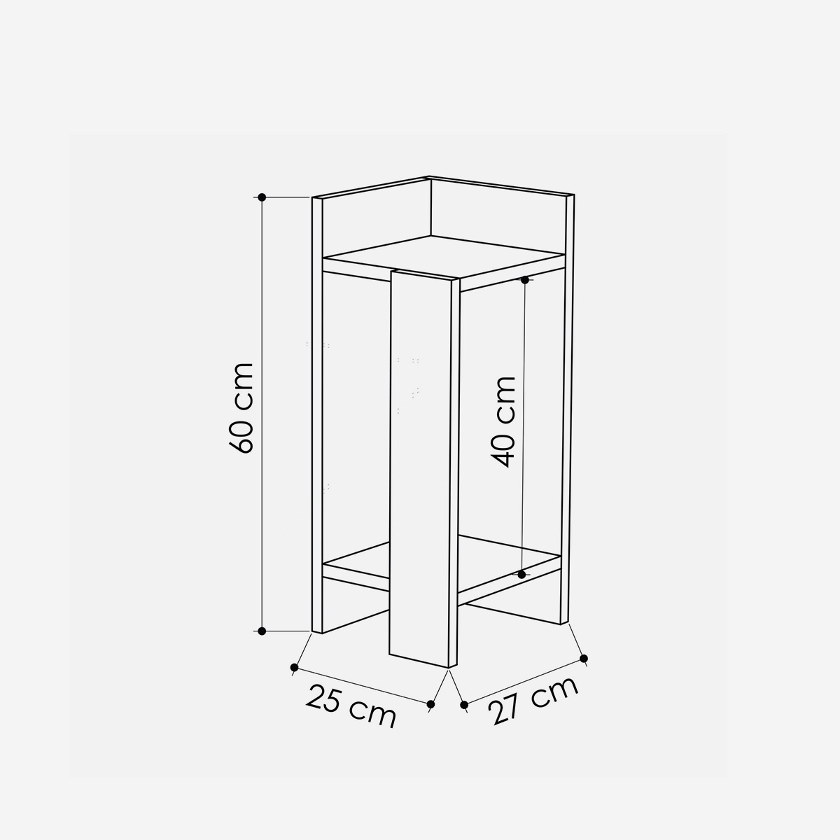 Mesita de noche compacta con estante para dormitorio Elos Left