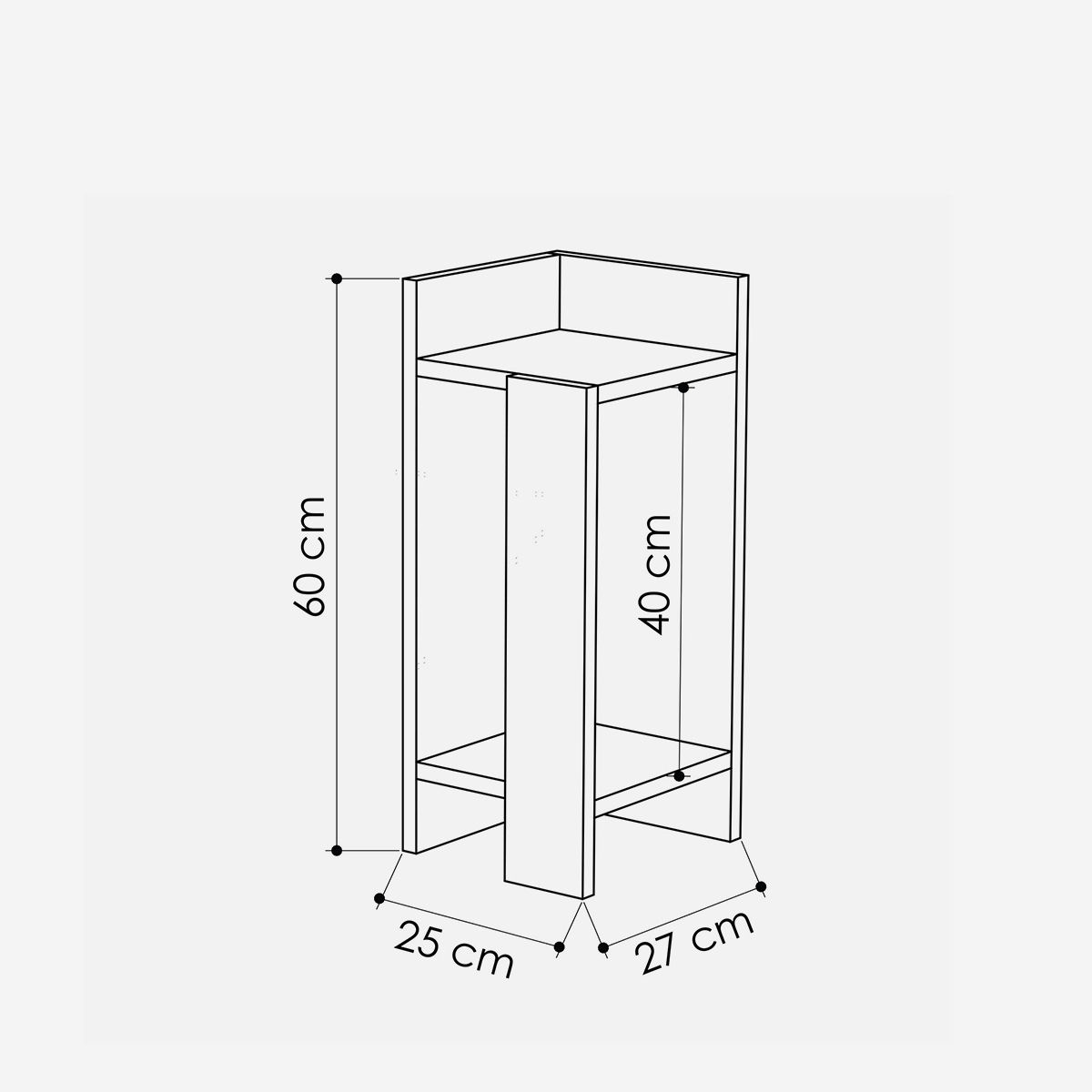 Mesita de noche compacta con estante para dormitorio Elos Right