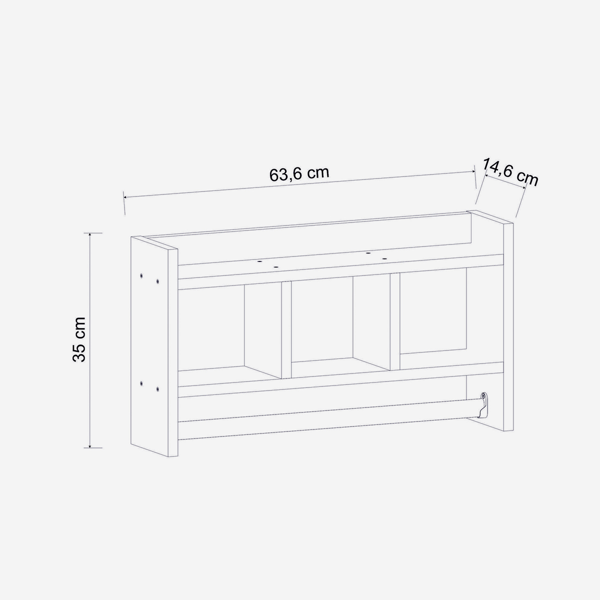 Estante de pared multiusos con portarrollos Asya