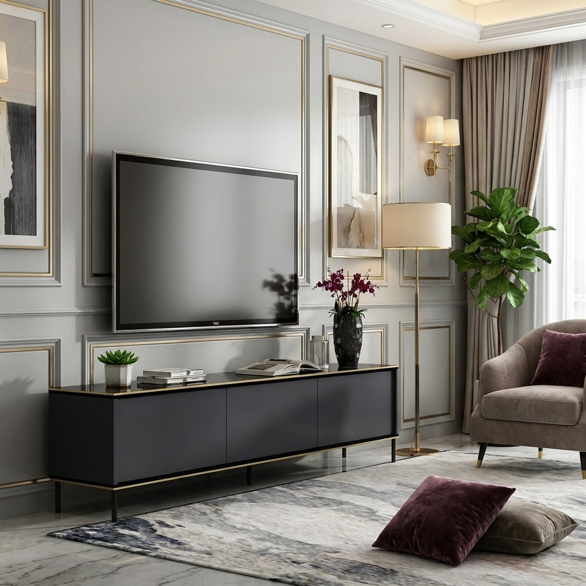 Mobile porta TV moderno con ripiani 180 cm Imaj
