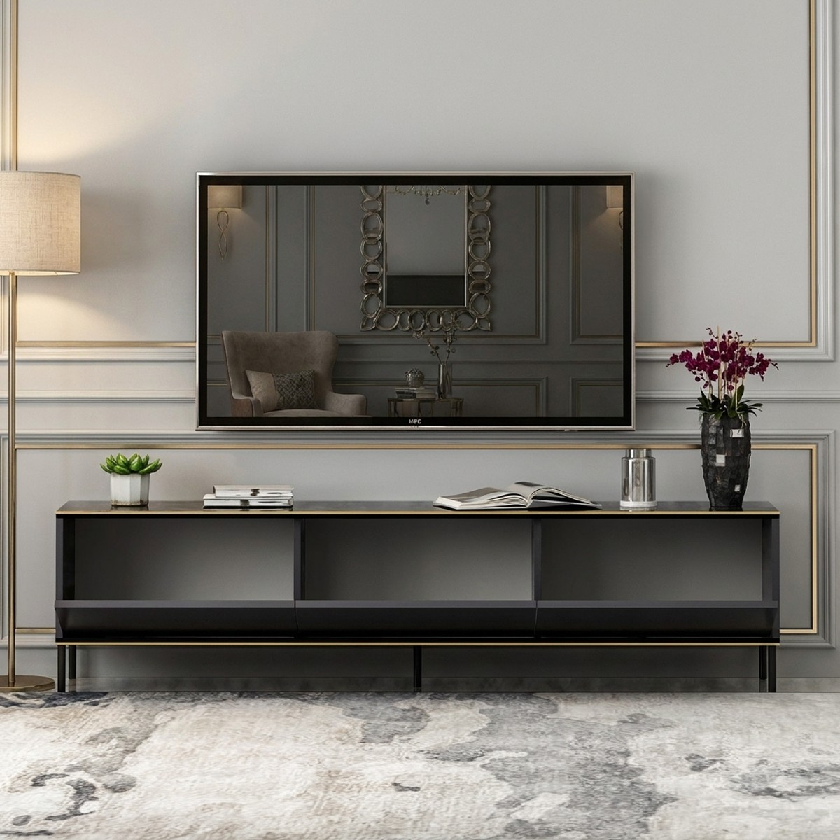 Mobile porta TV moderno con ripiani 180 cm Imaj