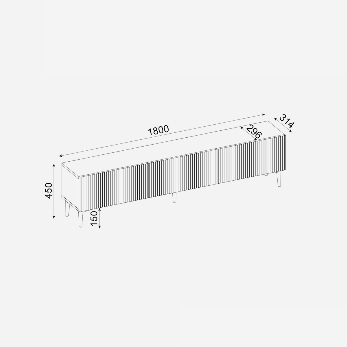 Meuble TV moderne avec portes 180 cm Oscar