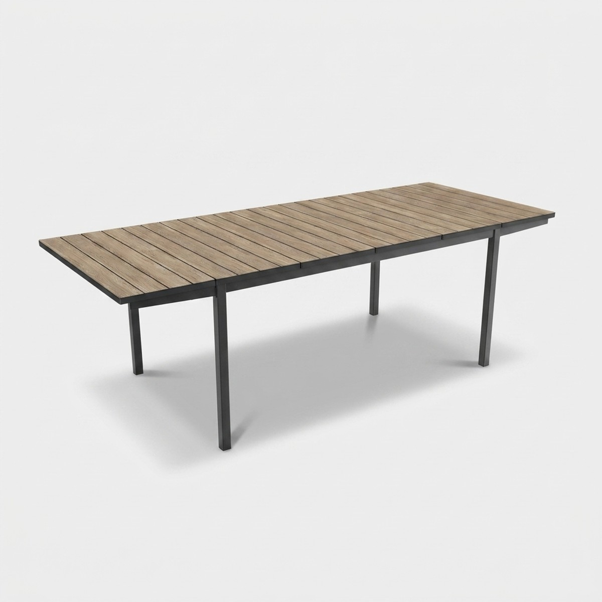 Mesa extensible de exterior de metal efecto madera 160-240x90 Porto Nova