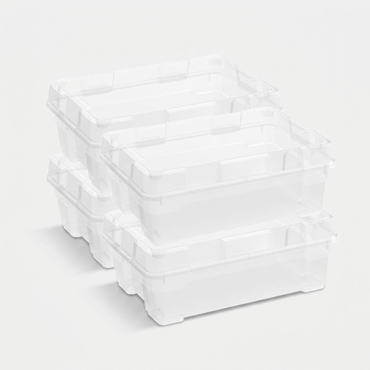 4er-Set platzsparende Aufbewahrungsboxen mit Deckel 35 L Jumbo Box M