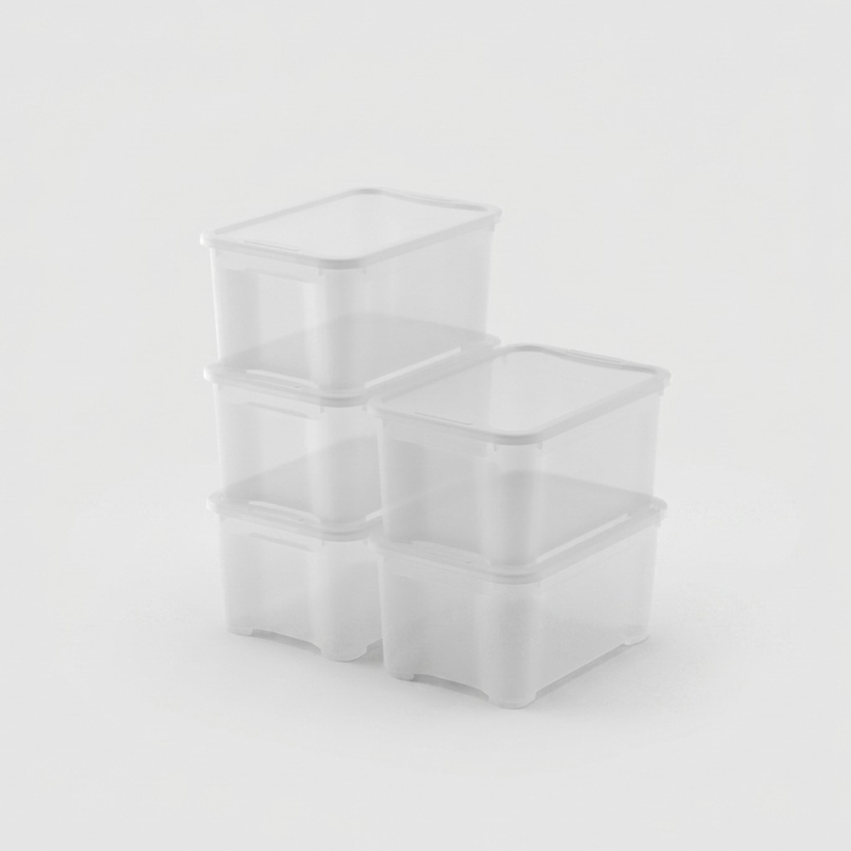 Set de 5 cajas organizadoras apilables con tapa 14 L T Box XS
