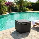 Outdoor-Rattan-Beistelltisch mit Eisfach Ice Cube