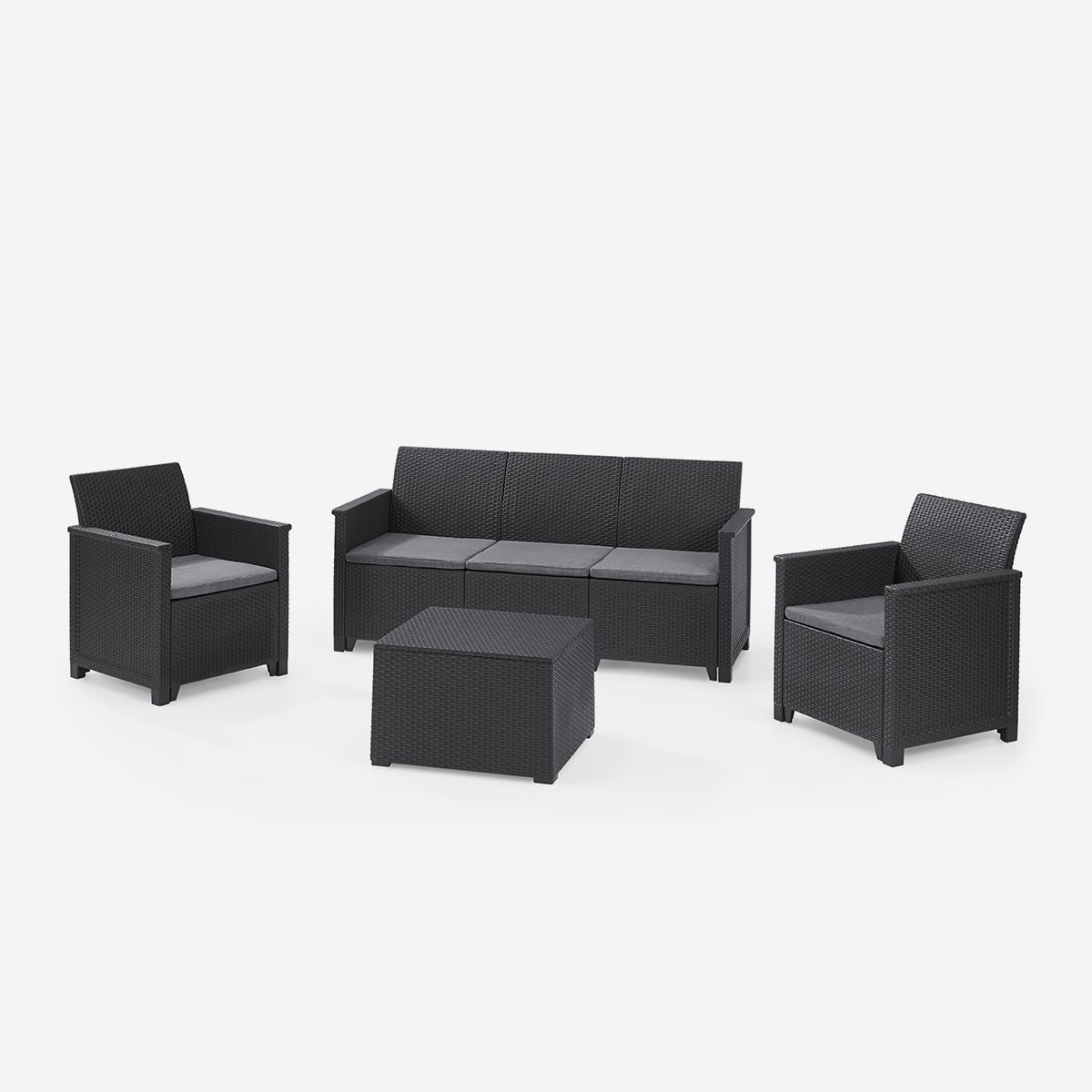 Gartenlounge mit 3-Sitzer-Sofa und Kissen Emma