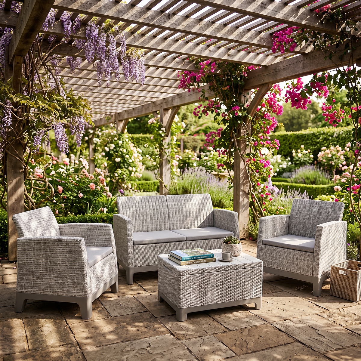 Conjunto de jardín con mesa de centro con almacenaje Scandi Lounge Set