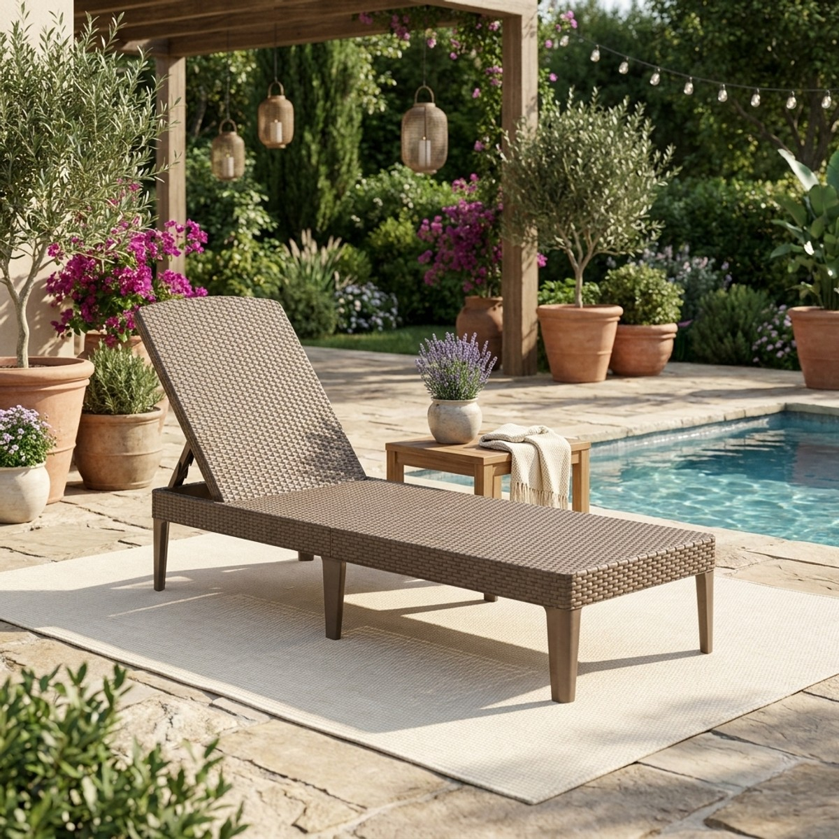 Garten-Sonnenliege in Rattanoptik Jaipur Sunlounger