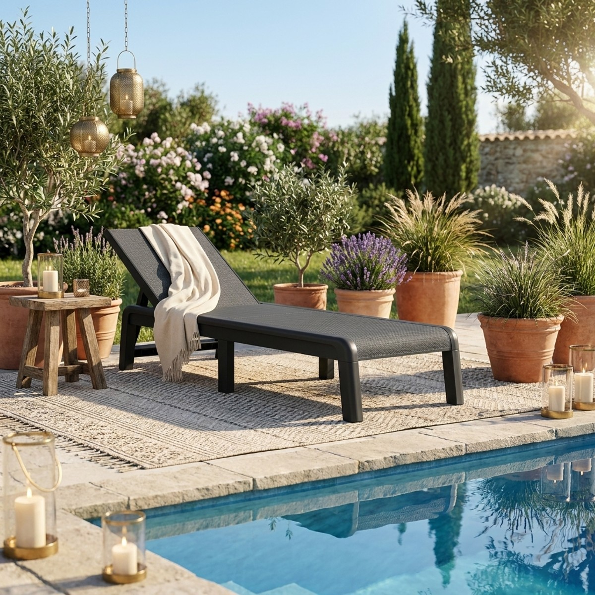 Tumbona reclinable de jardín Atlas Sunlounger