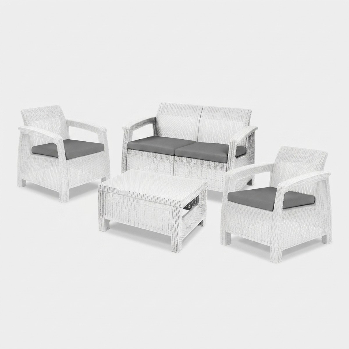 Garten-Lounge-Set Corfu mit Kissen und Couchtisch