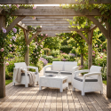 Garten-Lounge-Set Corfu mit Kissen und Couchtisch