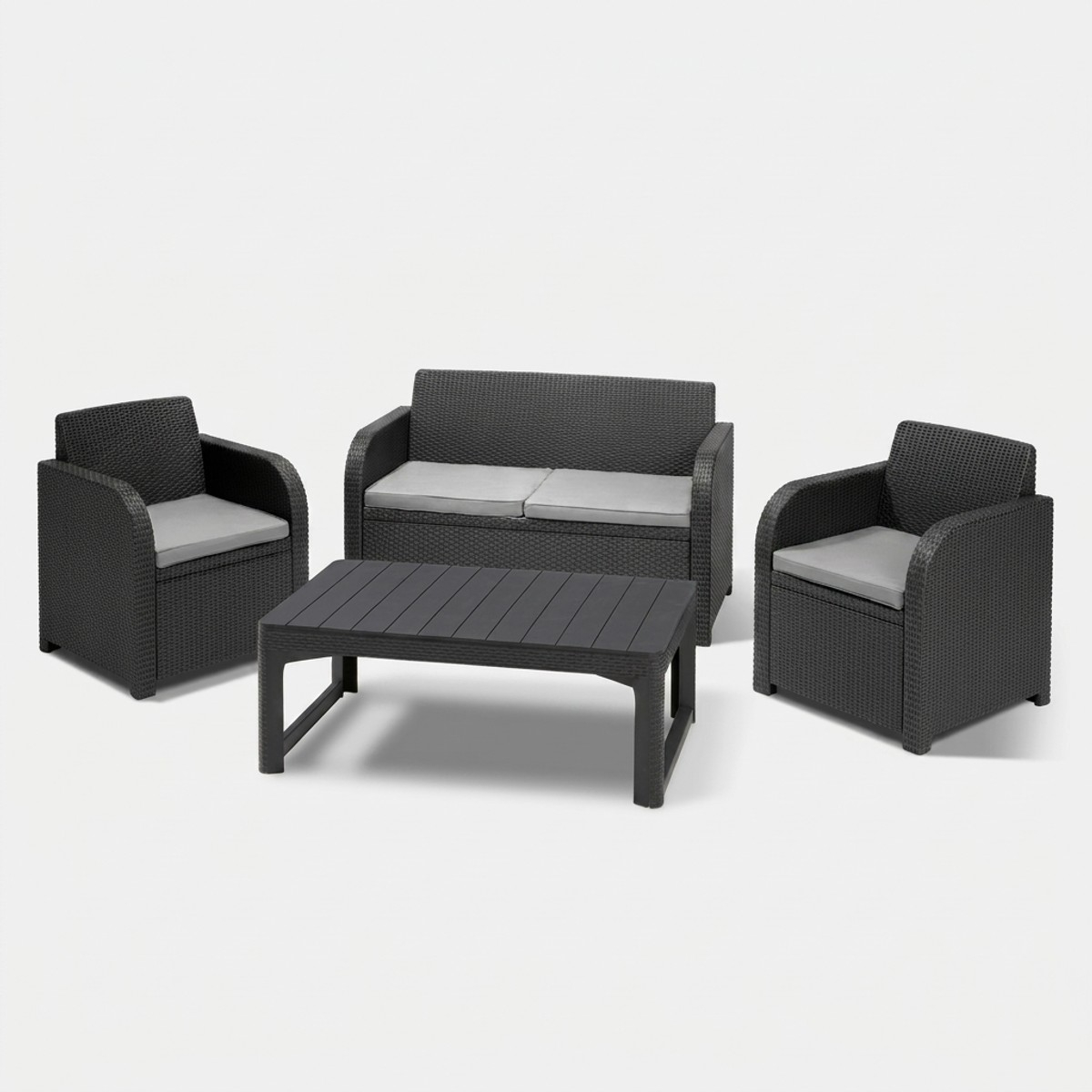 Gartenlounge aus Rattan mit höhenverstellbarem Tisch Carolina