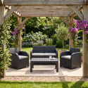 Gartenlounge aus Rattan mit höhenverstellbarem Tisch Carolina