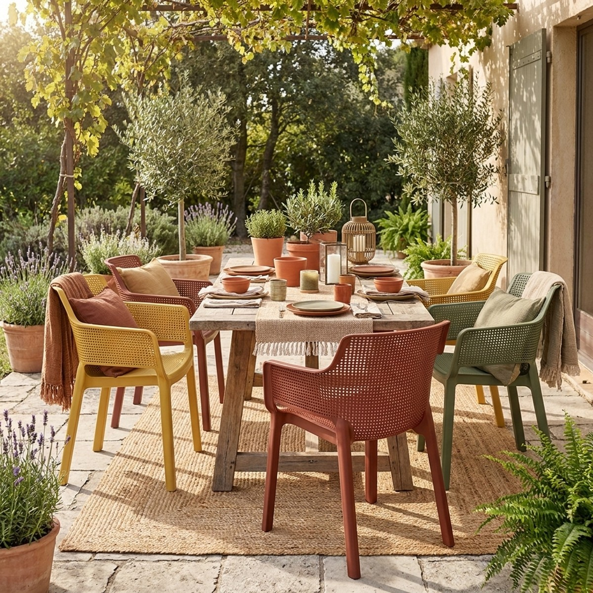 Set de 6 sillas con reposabrazos para interior y exterior Elisa Chair