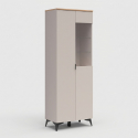 Vitrina alta para salón Velton con puerta y puerta de cristal