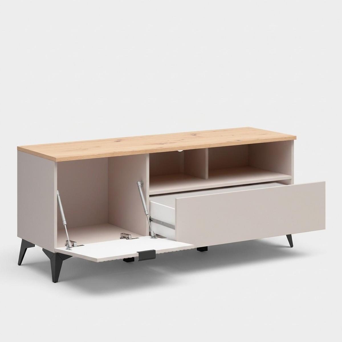 Mueble TV móvil Velton con cajón y puerta abatible
