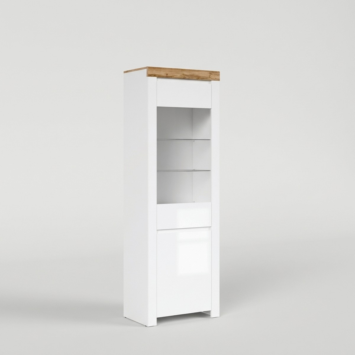 Vitrina alta con puerta y estantes de vidrio Holten